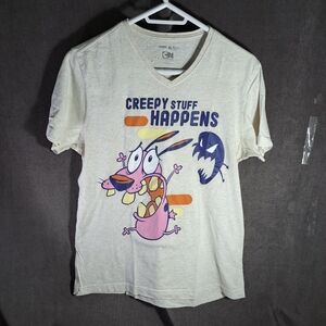 Courage The Cowardly Dog Creepy Stuff Happens Oatmeal Speckled Graphic Tee VG L